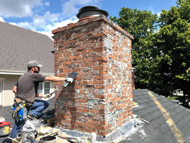 Completed chimney rebuild by Concord Chimney Sweep in Concord, NC