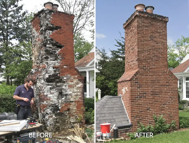Concord Chimney Sweep performing a full chimney restoration in Concord, NC