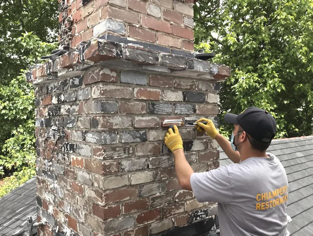In-progress chimney restoration by Concord Chimney Sweep in Concord, NC