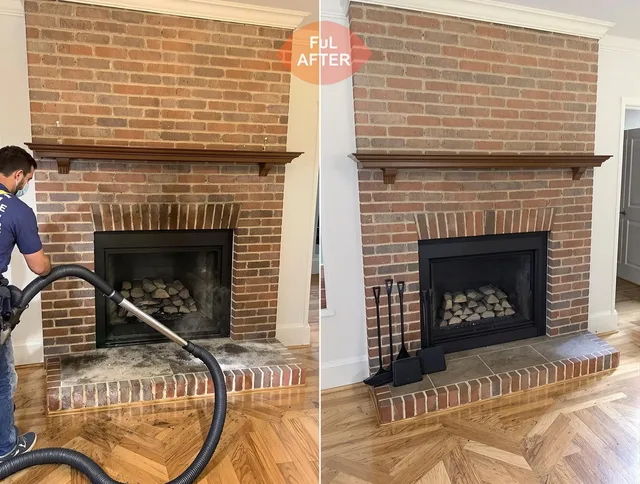 Concord Chimney Sweep carefully sanitizing a fireplace in Concord, NC